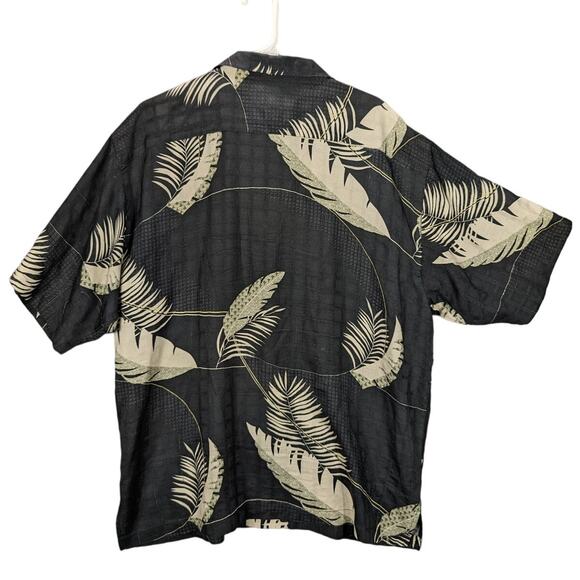 Tommy Bahama Silk Shirt Mens Extra Large Hawaiian Camp Black Tan Short Sleeve - Picture 2 of 11